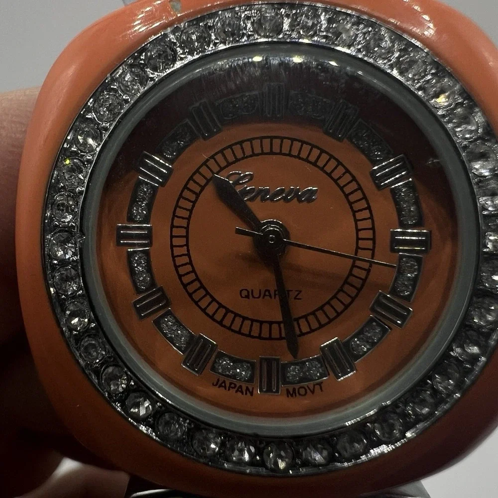 Geneva Women's Orange Jelly Band Watch Crystal Accent Silicone Rubber N0 Battery